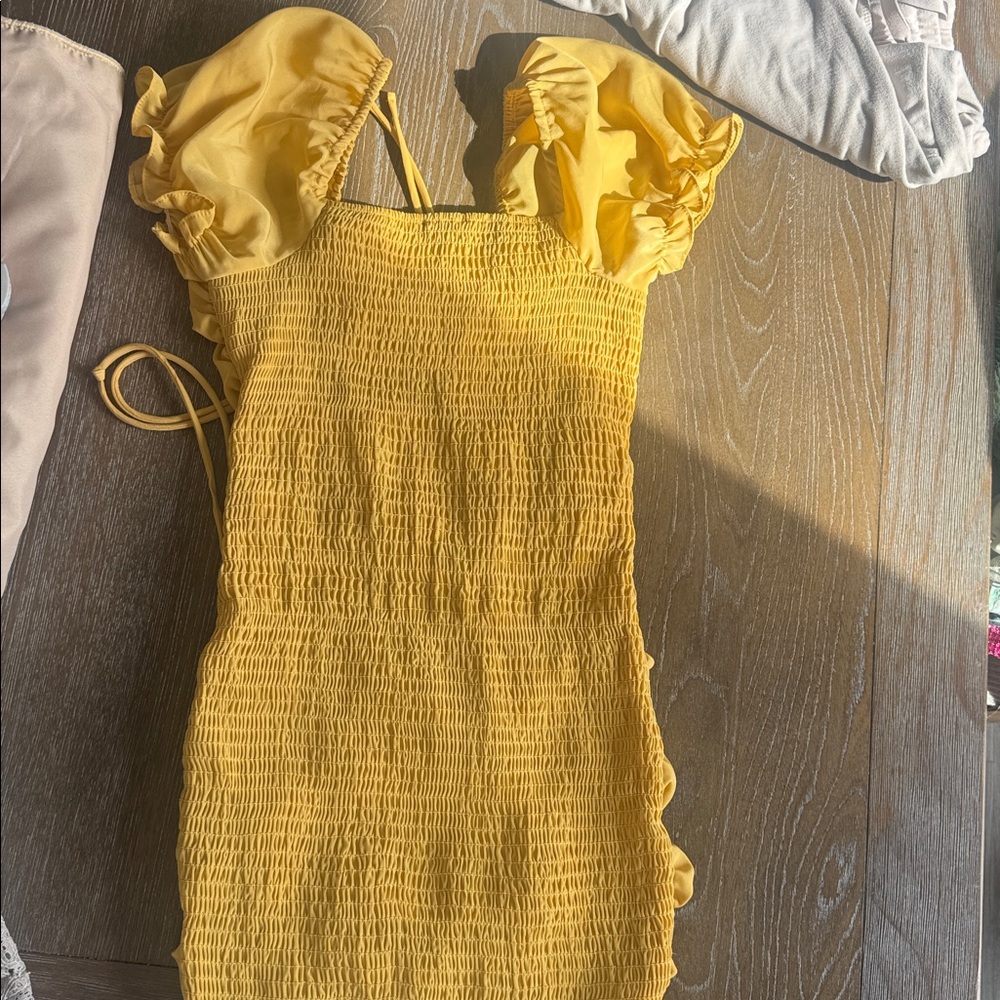 Love Tree Yellow Smocked Dress